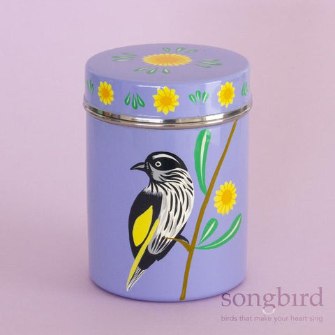 Songbird New Holland Honeyeater & Banksia Hand-Painted Canister - India