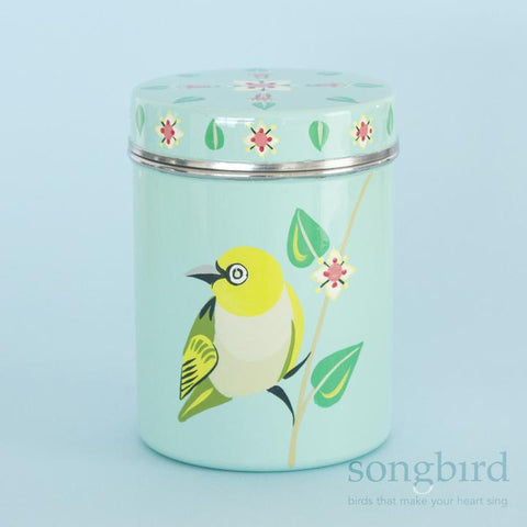 Songbird Silvereye & Correa Hand-Painted Canister - India
