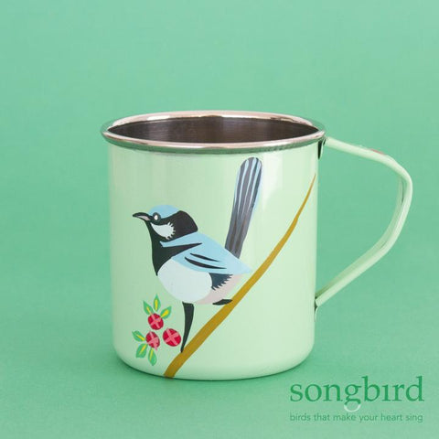 Songbird Superb Fairy Wren & Boronia Hand-Painted Mug - India