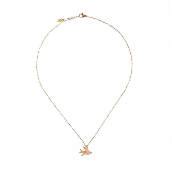 Gold-plated chain with gold-plated bird pendant  - Eden Song of Freedom Necklace | Shop Ethical Jewellery & Fair Trade Gifts Melbourne at ONLY JUST