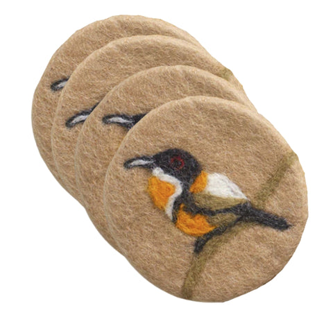 Felt Coaster Set - Spinebill & Grevillea - Nepal