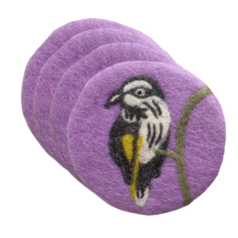 Felt Coaster Set - New Holland Honeyeater & Banksia - Nepal