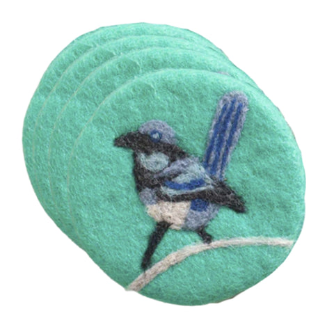 Felt Coaster Set - Superb Fairy Wren & Boronia - Nepal