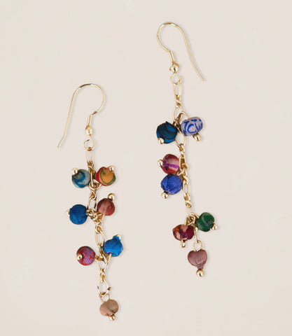 Upcycled Sari Fabric Dangle Earrings - India