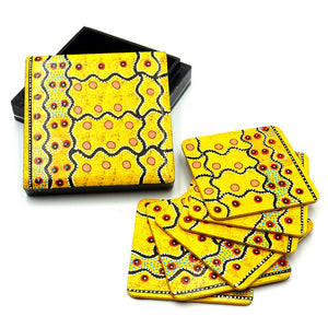 Better World Arts - Lacquer & Papier Mache Coasters - 4 set - Design: Rama Sampson - India
