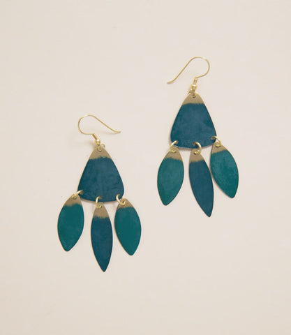 Serene - Leaf Earrings - Teal - India