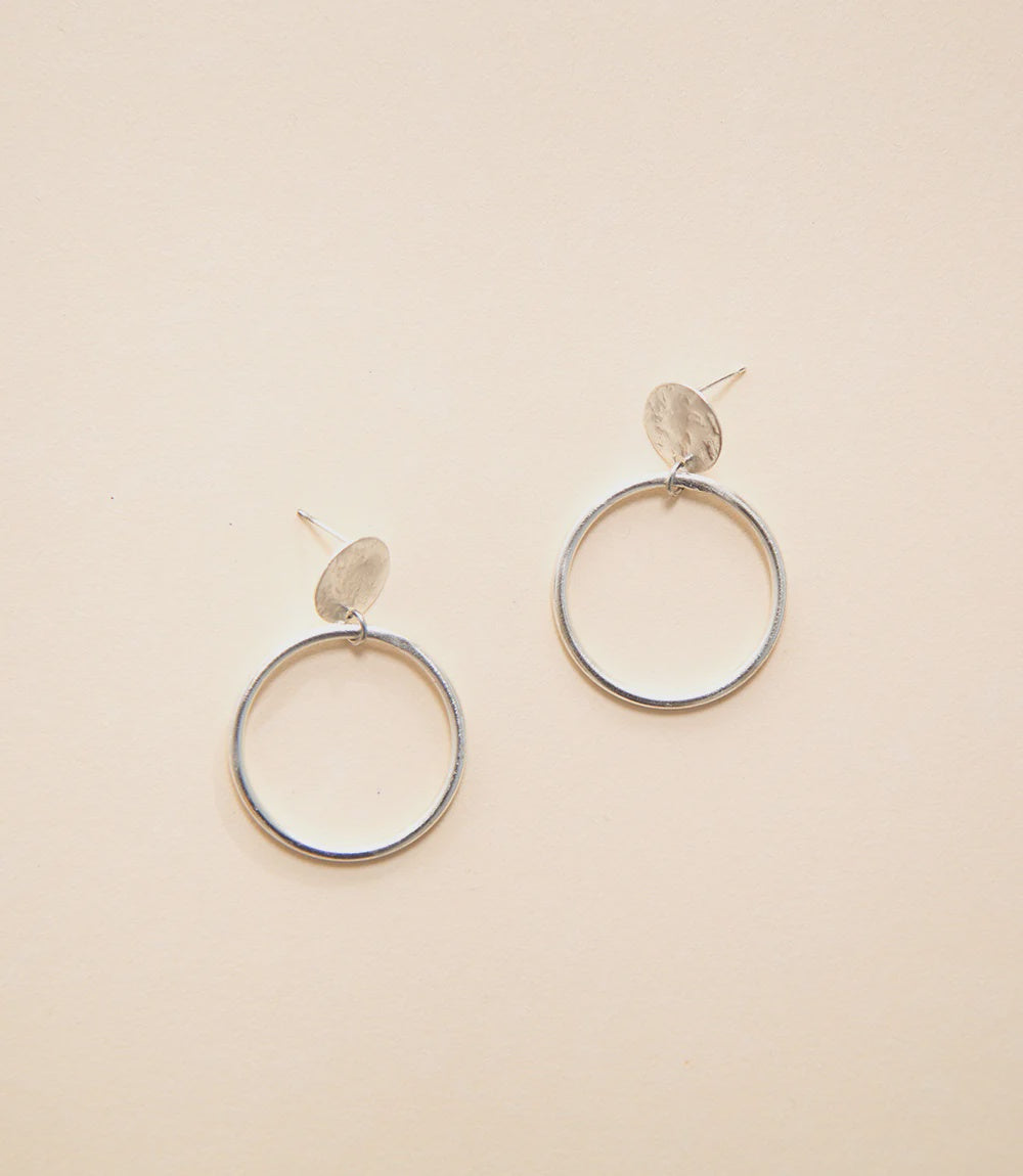 Deco - Hoop Stud Earrings - Silver - India