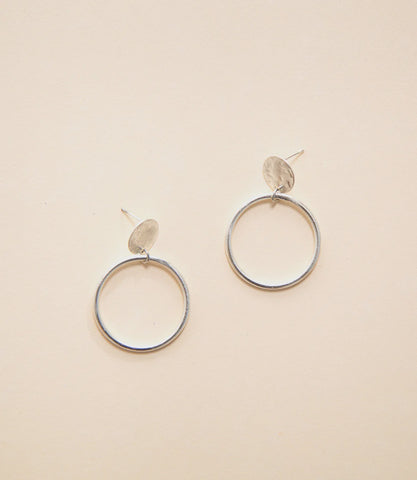 Deco - Hoop Stud Earrings - Silver - India