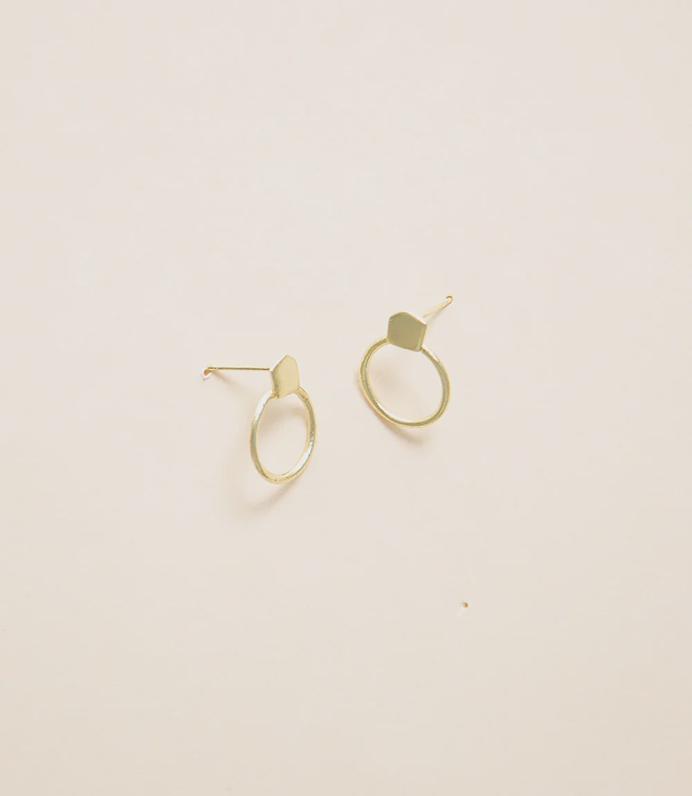 Deco - Small Hoop Stud Earrings - Gold - India