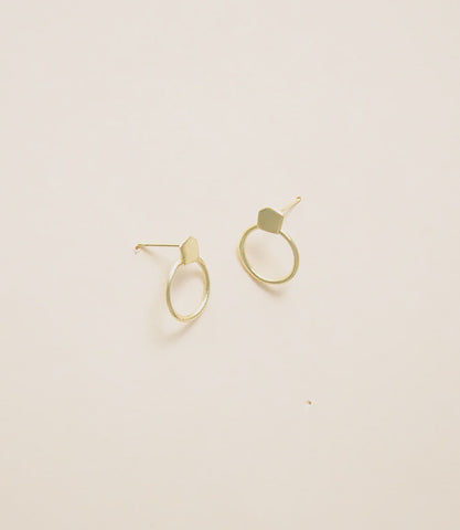 Deco - Small Hoop Stud Earrings - Gold - India