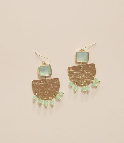 Satya - Aqua Half Moon Earrings, Gold - India