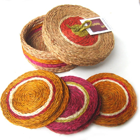 Gone Rural - Woven Grass Coasters & Box - Candy - Eswatini – Only Just ...