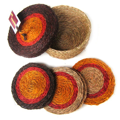 Gone Rural -  Woven Grass Coasters & Box - Sunset  - Eswatini