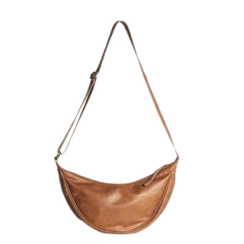 Joyn Leather Moon Sling Bag in Camel - India