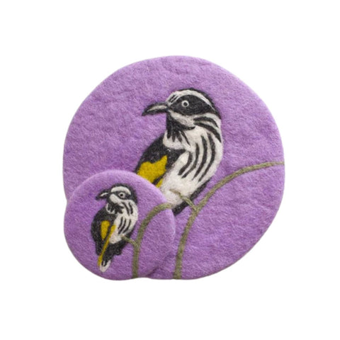 Songbird - New Holland Honeyeater & Banksia Felt Trivet - Nepal