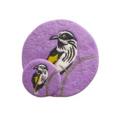 Felt trivet - New Holland Honeyeater & Banksia - Nepal