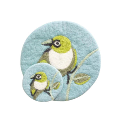 Songbird Silvereye & Correa Felt Trivet - India