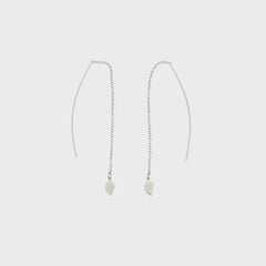 Leaf Drop Thread Earrings - Silver - Asia