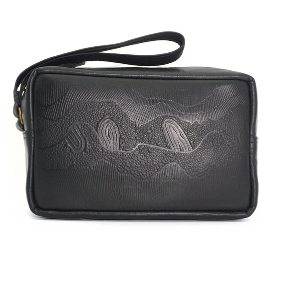 Embossed Leather Toiletry Bag - DY Marks