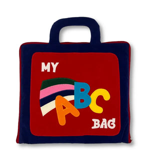Navy and red ABC Bag for preschoolers – fair trade educational toy