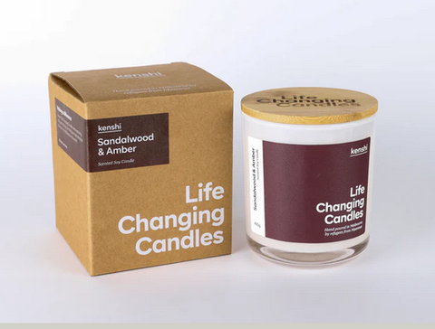 Kenshi - Large Sandalwood & Amber Candle- 400g - Australia