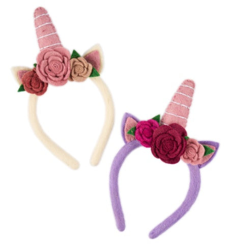 Felt Unicorn Headband With Flowers - Nepal