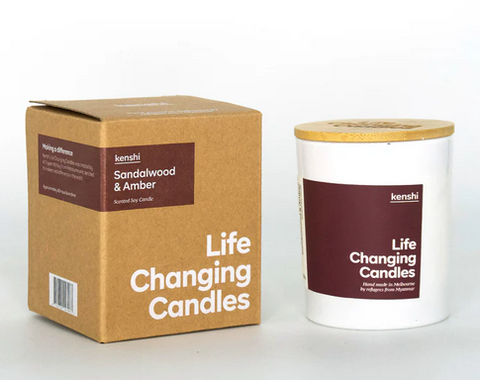 Kenshi - Small Sandalwood & Amber Candle- 220g - Australia