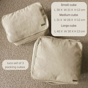 Eco Friendly Cotton/Jute Travel Packing Cubes - large set of 3