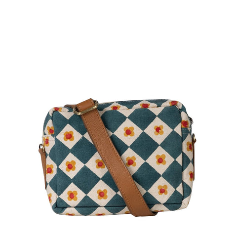 Hand-Block Printed Cotton Camera Bag – Daisy Check - India