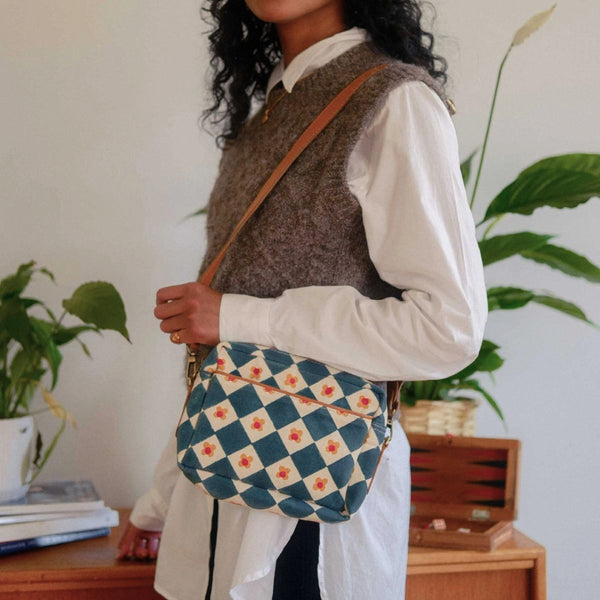 Hand-Block Printed Cotton Camera Bag – Daisy Check - India