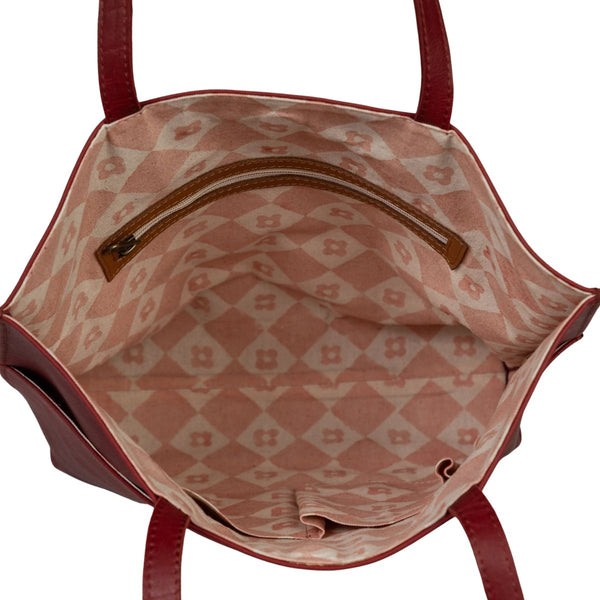 Pebbled Leather Everyday Tote - Cherry - India