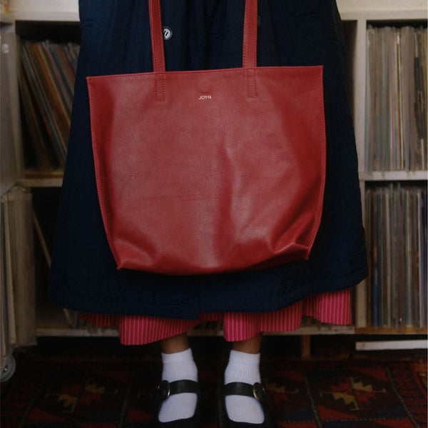 Pebbled Leather Everyday Tote - Cherry - India