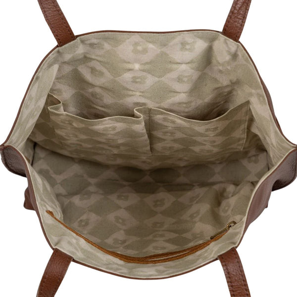 Pebbled Leather Everyday Tote - Vintage Brown - India