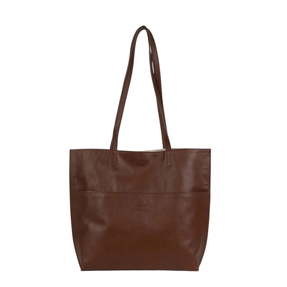 Pebbled Leather Everyday Tote - Vintage Brown - India