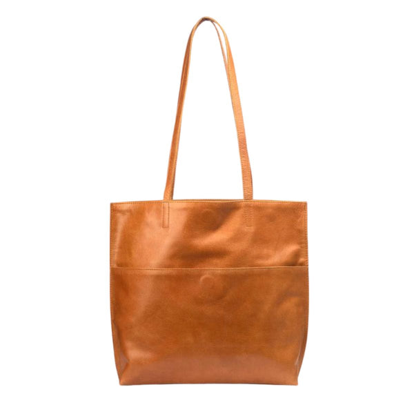Recycled Leather Everyday Tote - Camel - India