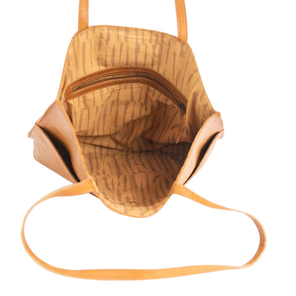 Recycled Leather Everyday Tote - Camel - India
