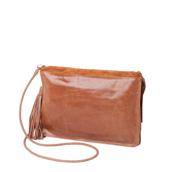 Perla Suede Leather Bag in Walnut - Indonesia