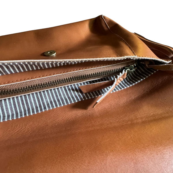 Perla Suede Leather Bag in Walnut - Indonesia