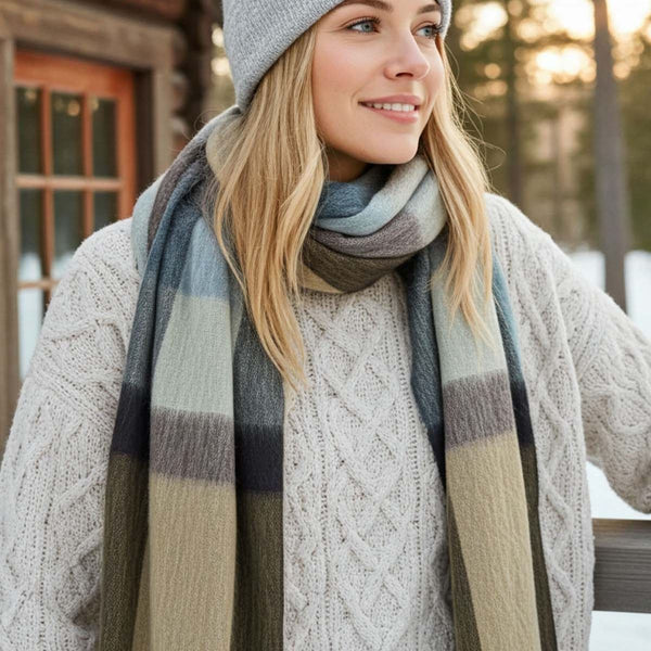 Alpaca Blend Plaid Scarf - Ecuador