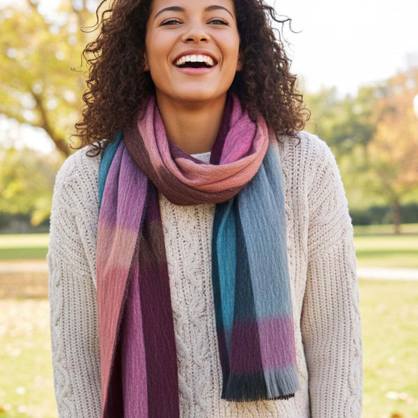 Alpaca Blend Plaid Scarf - Ecuador