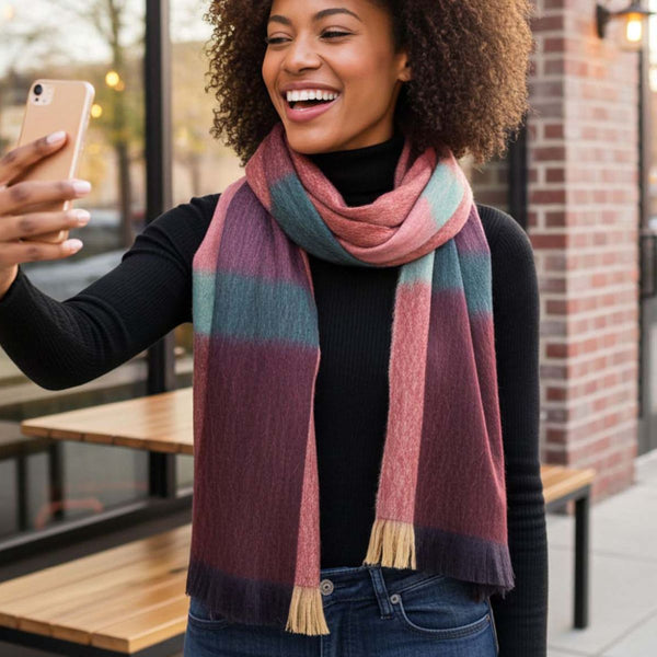 Alpaca Blend Plaid Scarf - Ecuador