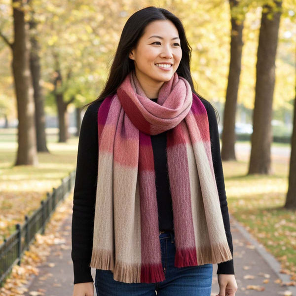 Alpaca Blend Plaid Scarf - Ecuador