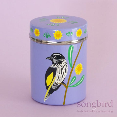 Songbird New Holland Honeyeater & Banksia Hand-Painted Canister - India