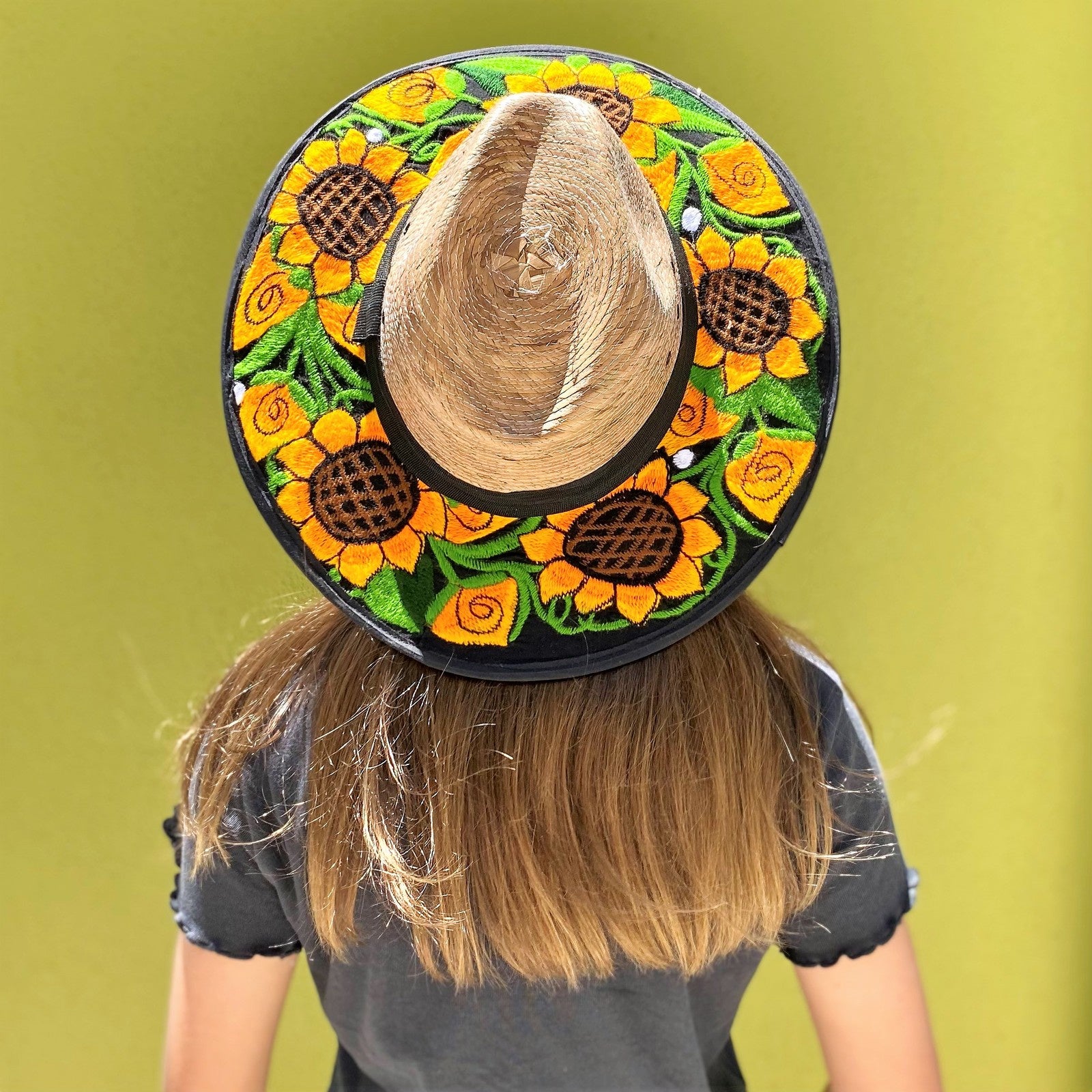 Mexitraders - Embroidered Sun Hat - Sunflowers - Mexico