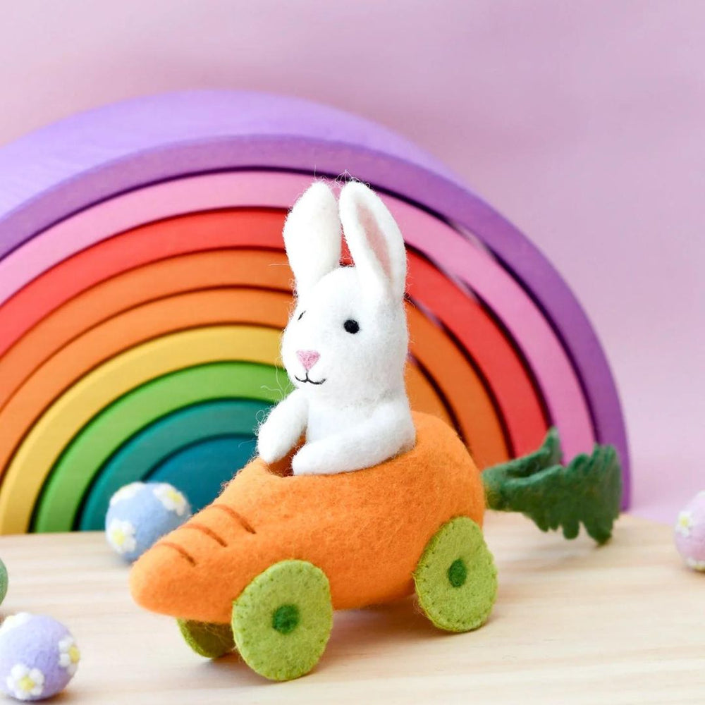 Felt Easter Bunny In Carrot Car - Nepal