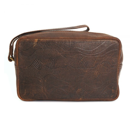 Embossed Leather Toiletry Bag - DY Marks