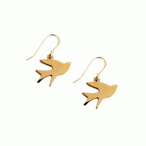 Eden Song of Freedom earrings - gold plated bird pendants on gold-plated hooks - Shop Ethical Jewellery & Fair Trade Gifts Melbourne at ONLY JUST 