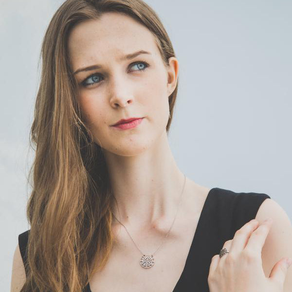 woman wearing silver pendant and chain necklace - Eden's restoring justice collection - Shop Ethical Jewellery & Fair Trade Gifts Melbourne at ONLY JUST 
