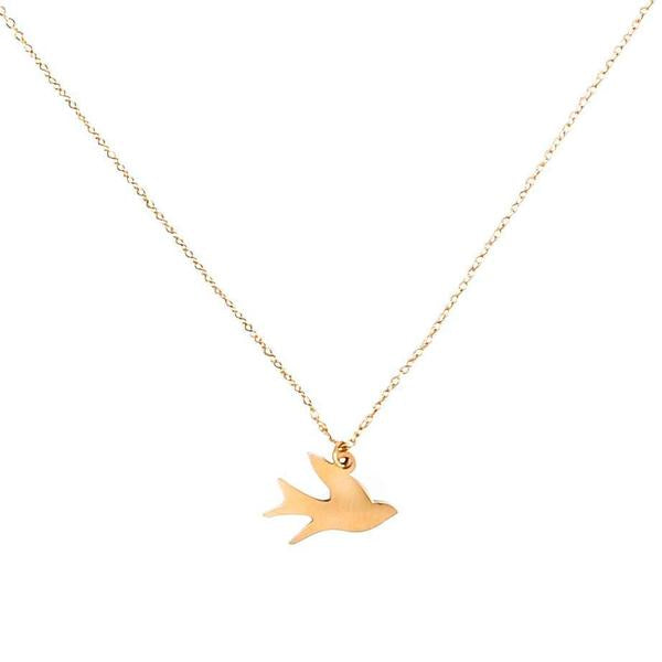 Gold-plated chain with gold-plated bird pendant  - Eden Song of Freedom Necklace | Shop Ethical Jewellery & Fair Trade Gifts Melbourne at ONLY JUST 