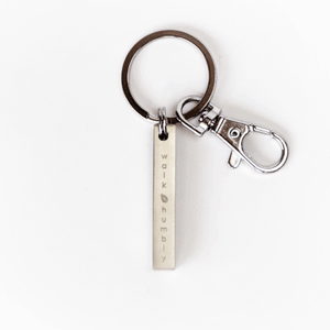 Titanium bar metal keyring with walk humbly engraving - Shop Handmade Ethical Jewellery and Fair Trade Gifts at ONLY JUST 